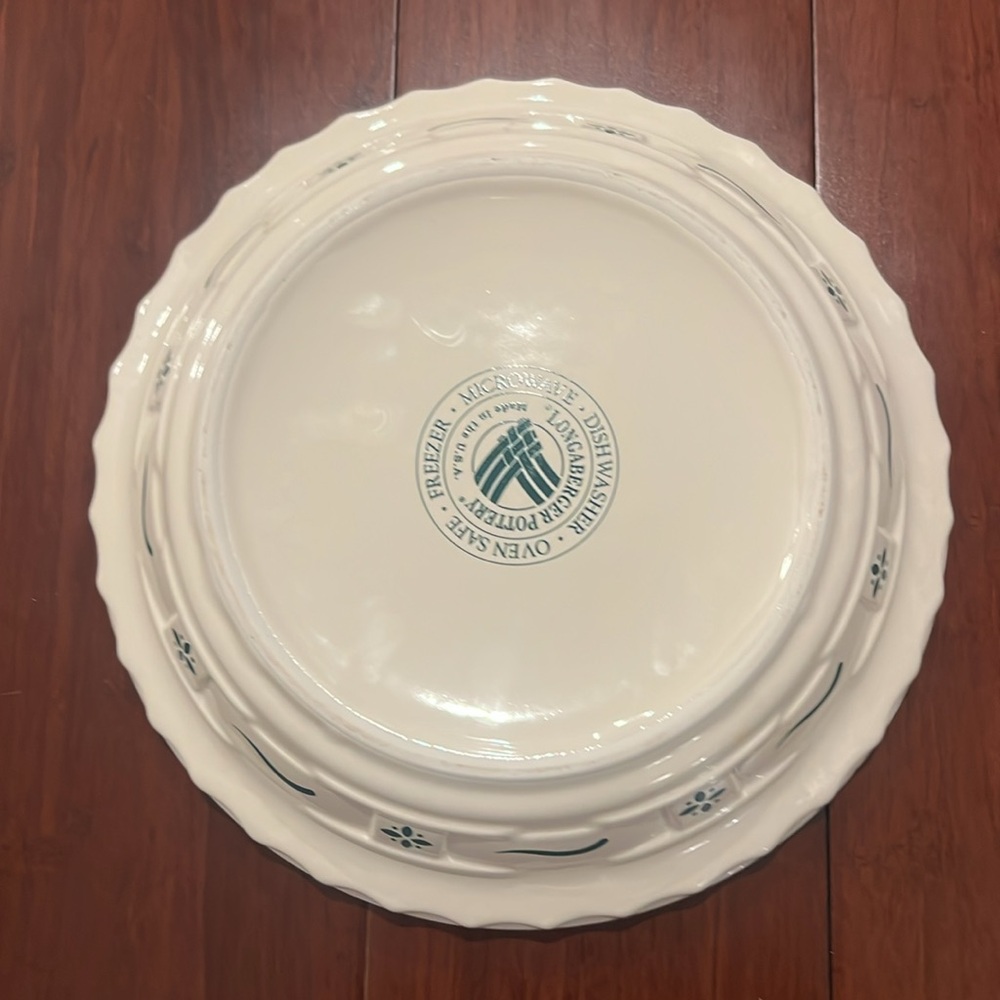 Longaberger Woven Traditions Heritage Green Pie Plate - Picture 3 of 5
